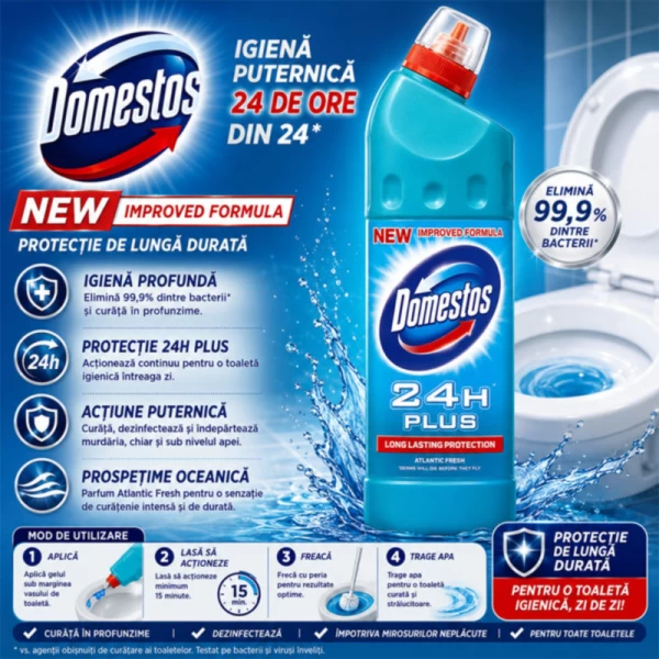Дезинфицирующее средство для унитаза Domestos Atlantic Fresh 750 мл - image 2