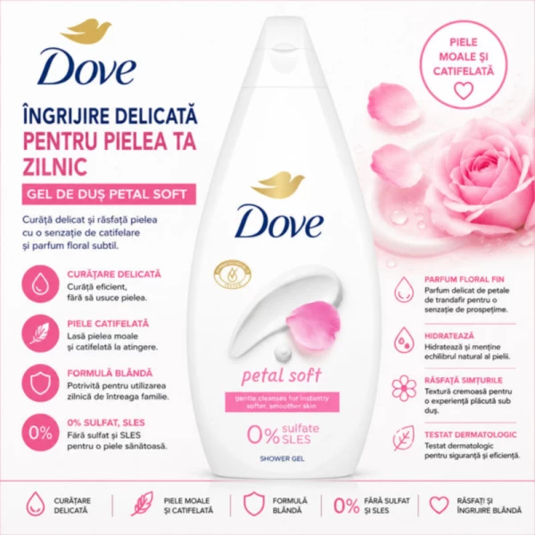 Dove Гель для душа Essential Care Petal Soft 450 мл - image 2