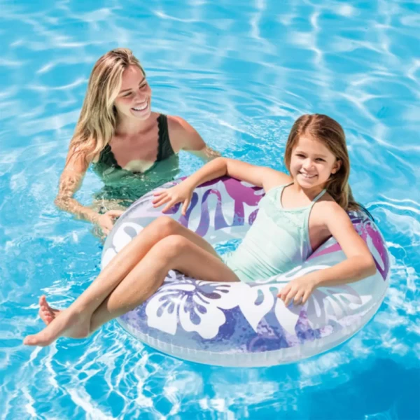 Colac gonflabil transparent cu imprimeu floral, 91 cm, max. 60 kg, 3 culori, 9+ ani, Intex (59251) - image 3