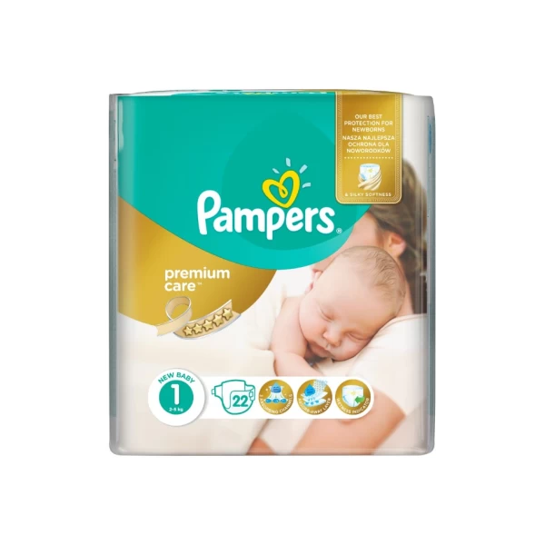 Pampers Scutece Premium Care Small Nou Nascut №1, 2-5 kg, 22 buc - image 1