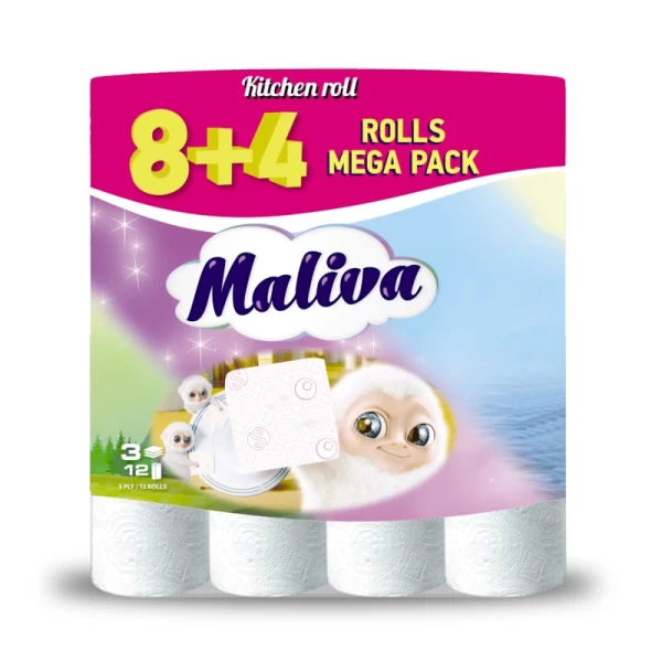 Maliva Полотенца кухонные 8+4 рул 3 слоя - image 1