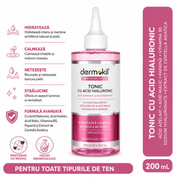 Dermokil toner pentru fata 200 ml Hyaluron - image 2
