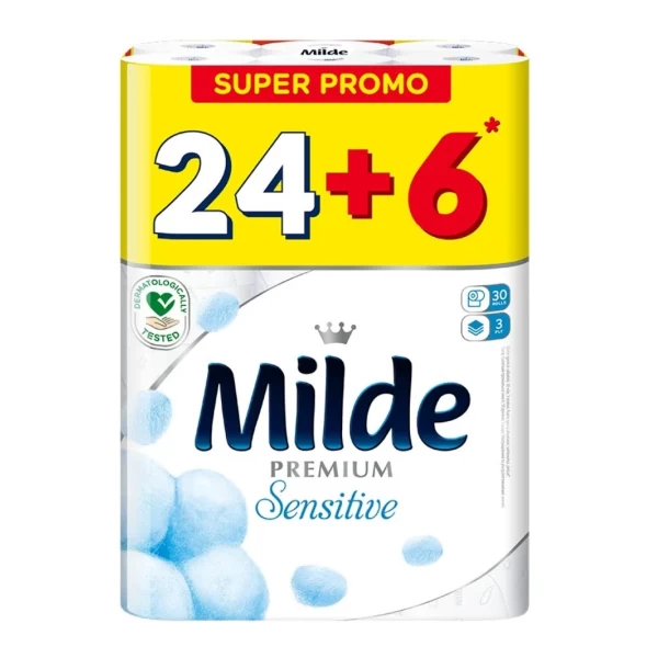 Milde Туалетная бумага 24+6 рулонов Sensitive - image 1