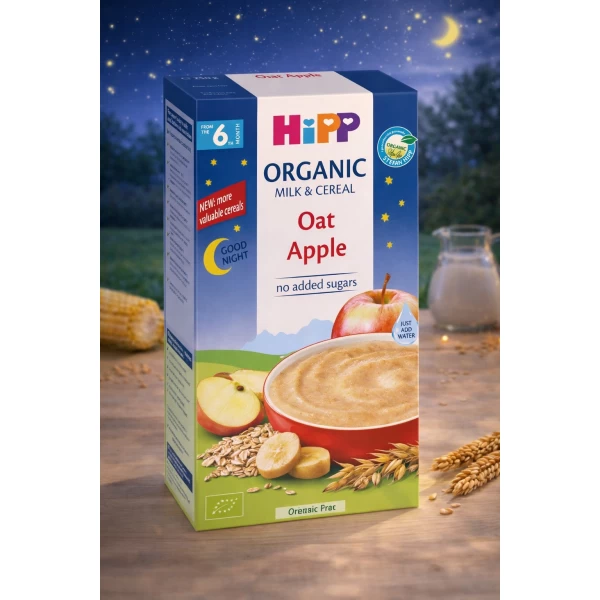 HiPP Terci cu lapte, fulgi de ovăz bio cu mere Goodnight (6+ luni), 250 g - image 2