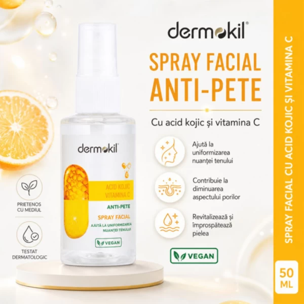 Dermokil Spray facial anti-pete cu Acid Kojic și Vitamina C, 50 ml - image 2