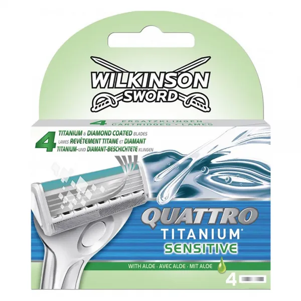 Сменные лезвия Wilkinson Sword Quattro Titanium Sensitive в упаковке 4 шт - image 1