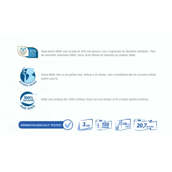 Milde Туалетная бумага, 3 слоя, 4 рулона Cool Blue - image 2