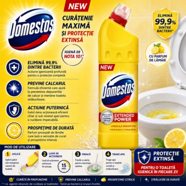 Дезинфицирующее средство для унитаза Domestos Citrus Fresh 750 мл - image 2