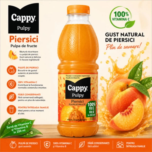 Напиток нектар Cappy Pulpy Персиковый 1л - image 2