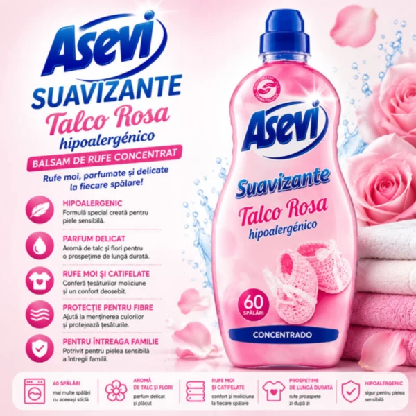 Кондиционер для белья Asevi Soft Pink 1,5 л 60 стирок - image 2