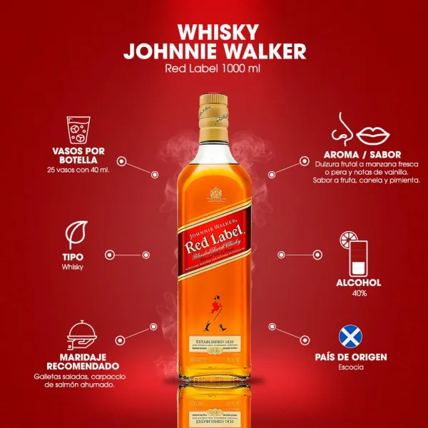 Johnnie Walker Red Label Whisky 40% 100 cl - image 2