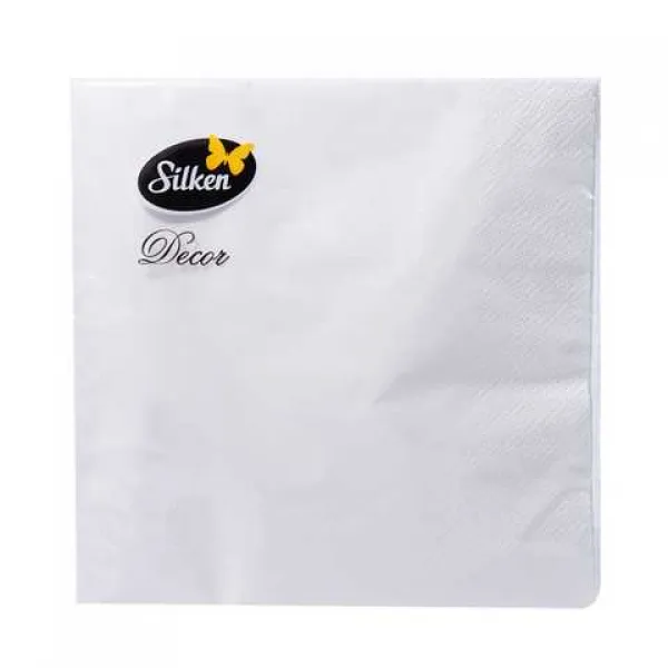 Silken 33x33 3 str 20 buc Servetele de masa Alba - image 1