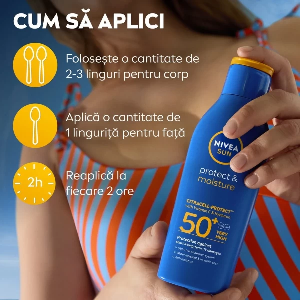 Nivea Sun Care Лосьон увлажняющий солнцезащитный Защита и увлажнение SPF 50+ 200мл - image 4
