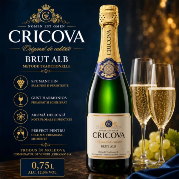 Вино игристое Cricova Brut Clasic белое 750 мл - image 2