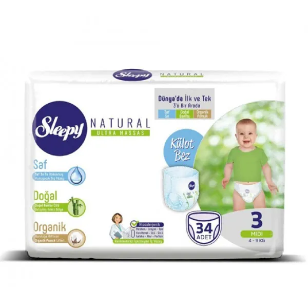 Трусики Sleepy Natural Sensitive 3 Midi (4-9) 34шт - image 1