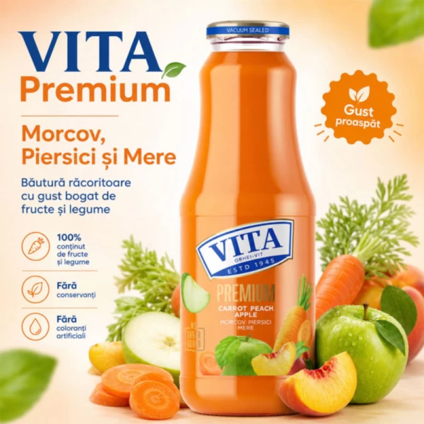 Сок VITA Premium  Морковь, абрикос и яблоко (Бутылка) 1000 мл - image 2