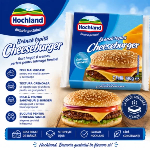 Hochland Branza topita felii cheeseburger 140g - image 2