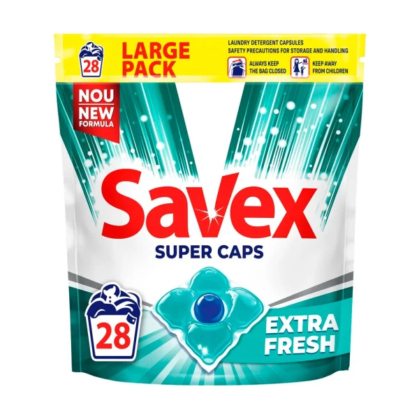 Savex Detergent capsule 28 buc 2in1 Extra Fresh - image 1