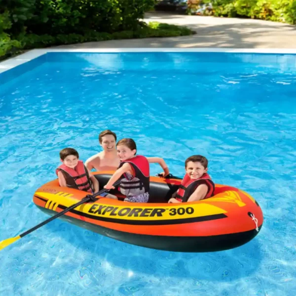 Barca gonflabila Explorer 300 cu vasle si pompa, 211×117×41 cm, max. 186 kg, 6+ ani, Intex (58332) - image 2