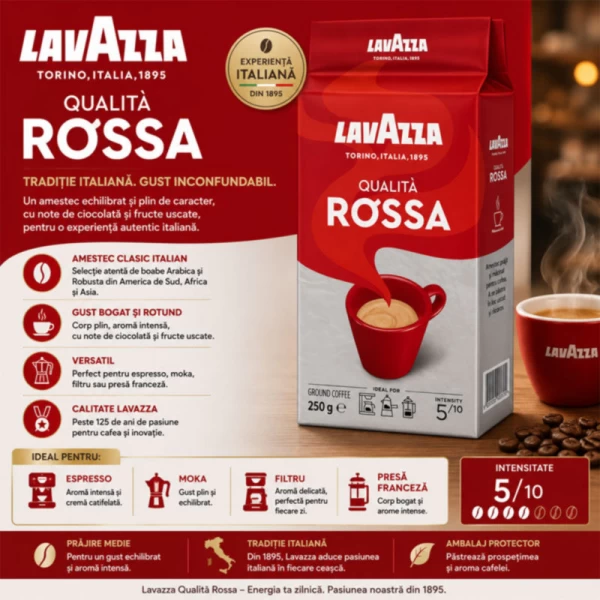 Кофе натуральный жареный молотый Qualita Rossa Lavazza 250г - image 2