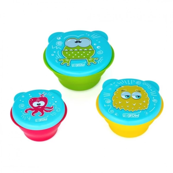 Set 3 boluri de hranire cu capac, 160/240/340 ml, U-grow - image 2