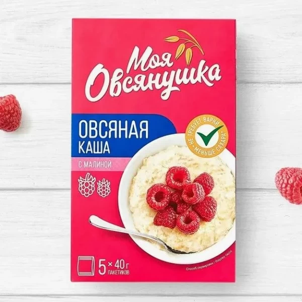 Овсяная каша с малиной без варки Моя Овсянушка, 5 пак * 40 гр - image 2