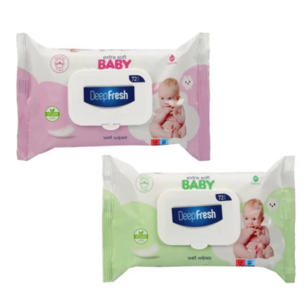 DeepFresh Servetele umede cu capac 72 buc Extra Soft Baby roz/verde - image 2