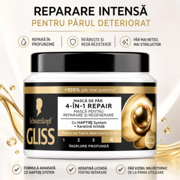 Gliss Ultimate Repair 4 в 1 Маска для волос для сухих, сильно поврежденных волос, 400мл - image 2