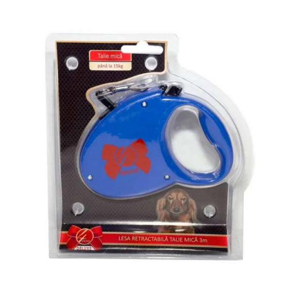 4Dog Deluxe Lesa Retractabila talie Mini 3M pana la 12 kg albastru - image 2