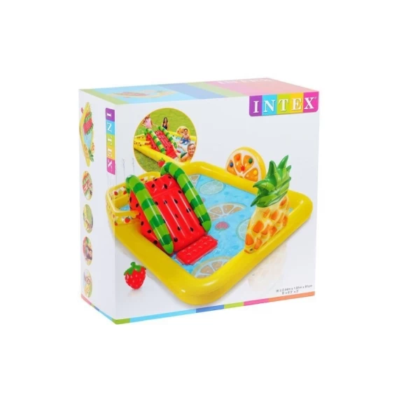 Intex Centrul de joc gonflabil cu topogan Fructe 244x191x91cm, 493L, 2+ - image 1
