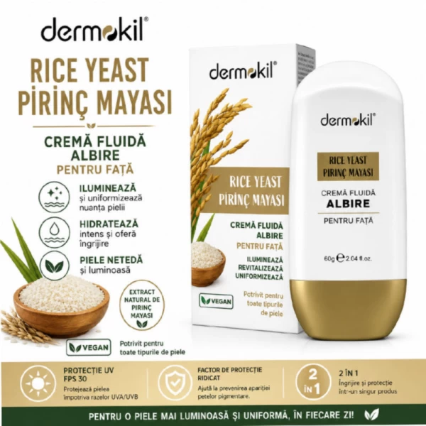 Dermokil Crema fluida de albire cu extract de orez 30 SPF, 60 g - image 2