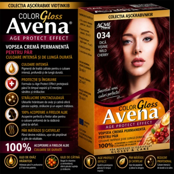 Краска для волос ACME Рябина Avena, 034 - Дикая вишня, 100 мл - image 2