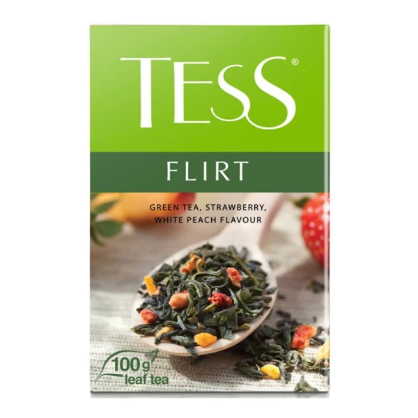 Чай листовой зеленый Tess Flirt клубника и персик, 100 г - image 1