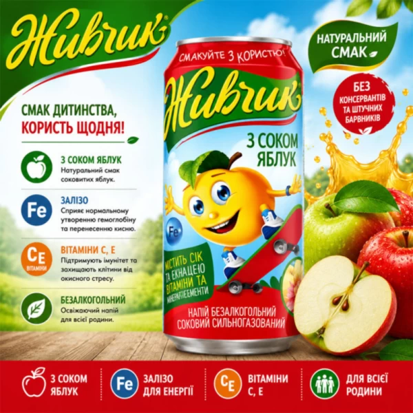 Jivcic Bautura cu suc de mere carbogazoasa 0,5l Doza - image 2