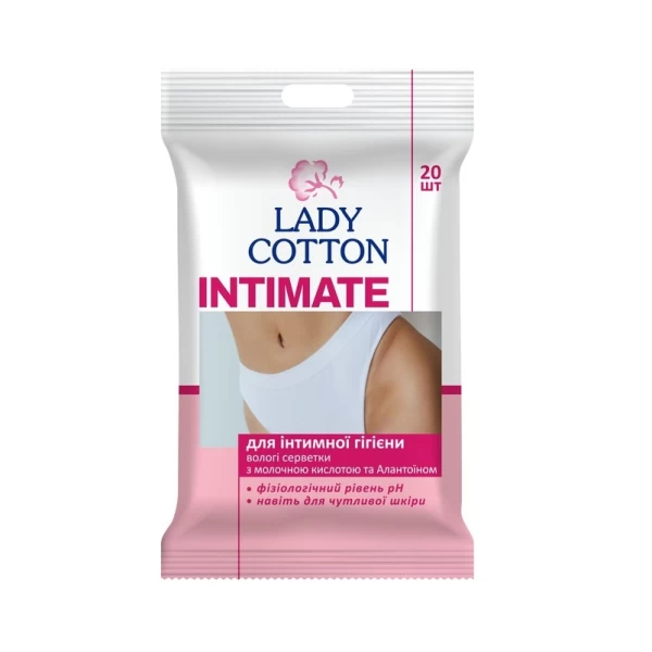 Lady Cotton Intimate Салфетки влажные для интимной гигиены 20шт - image 1