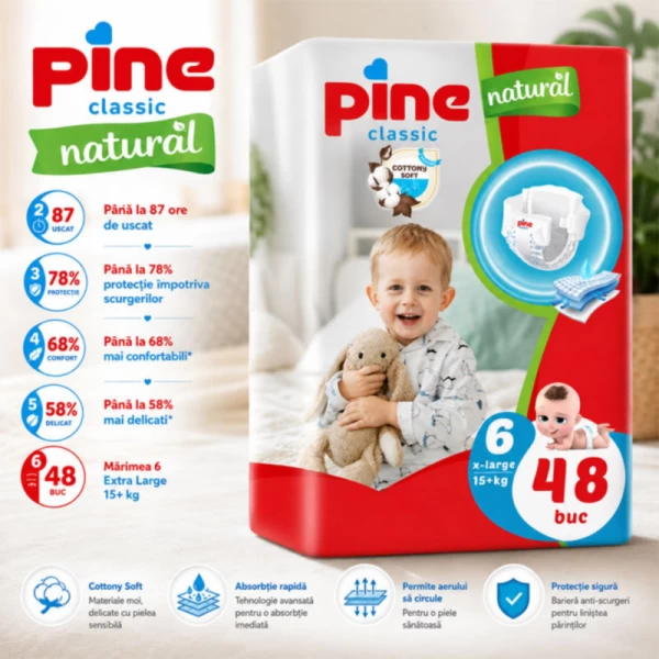 Pine Classic Jumbo Scutece Extra Large Nr.6 15+kg 48 buc - image 2