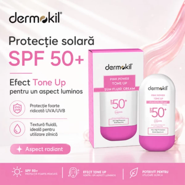 Dermokil Crema fluida solara roz power tonifianta SPF 50+ 60 g - image 2