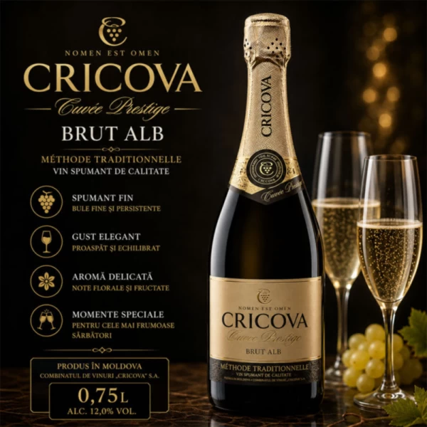 Cricova Prestige Vin Spumant Alb Brut Cuvee 0,75L - image 2