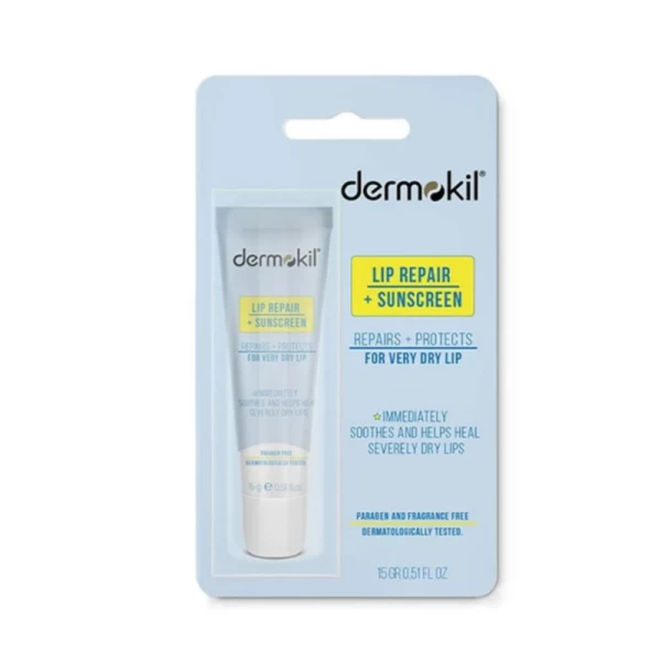 Dermokil Balsam de buze cu protectie solara Repair+ pentru buze uscate 15 ml - image 1