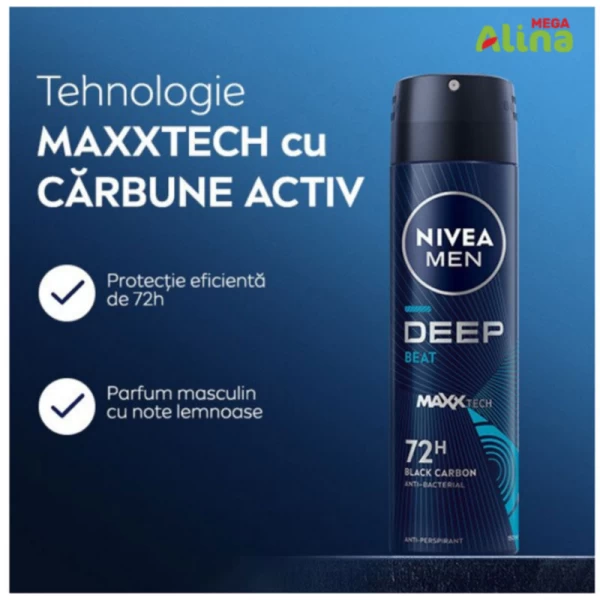 Nivea Men Deodorant spray Deep Beat 150 ml - image 2