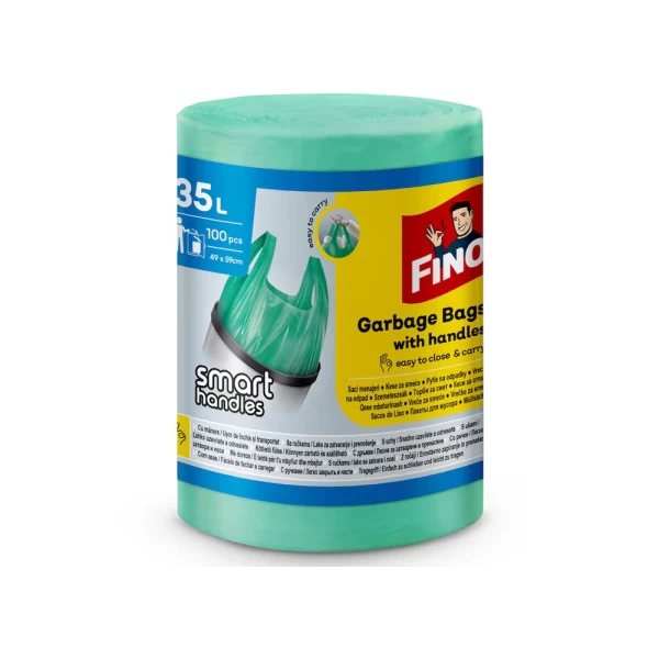 Fino Pungi pentru gunoi cu miner 35L color 100buc - image 1