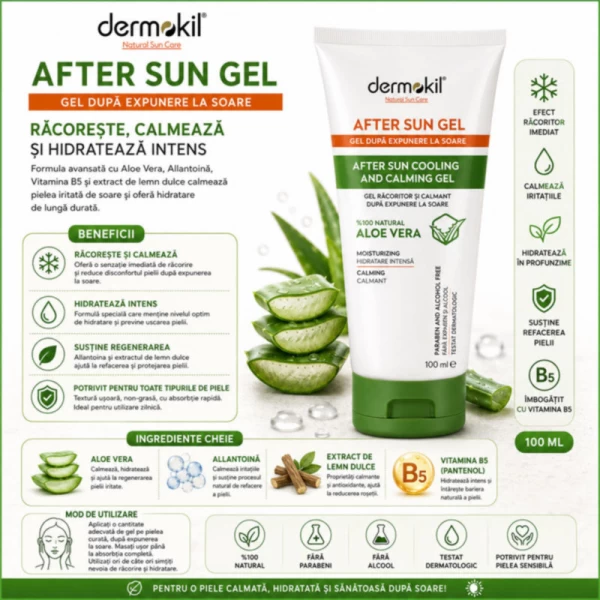Dermokil Gel racoritor si calmant dupa plaja 100 ml Aloe - image 2