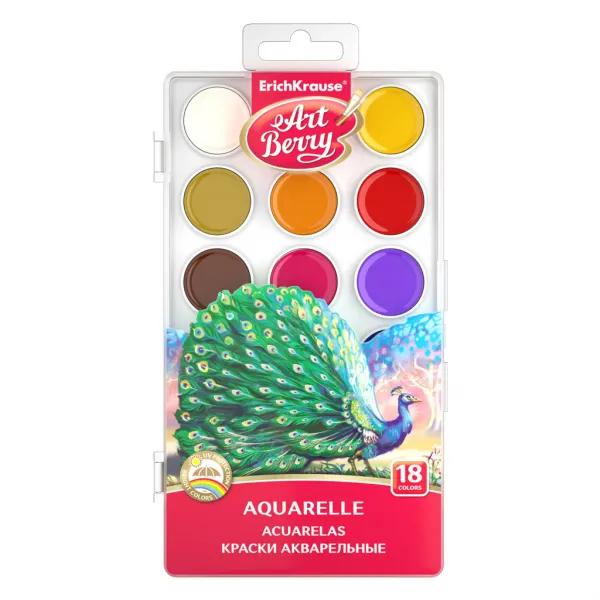 Acuarela ErichKrause ArtBerry 18 culori cu protectie UV a culorii - image 1