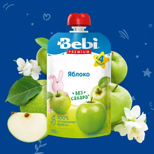 Пюре Bebi Premium яблоко 90г с 4 месяцев - image 2