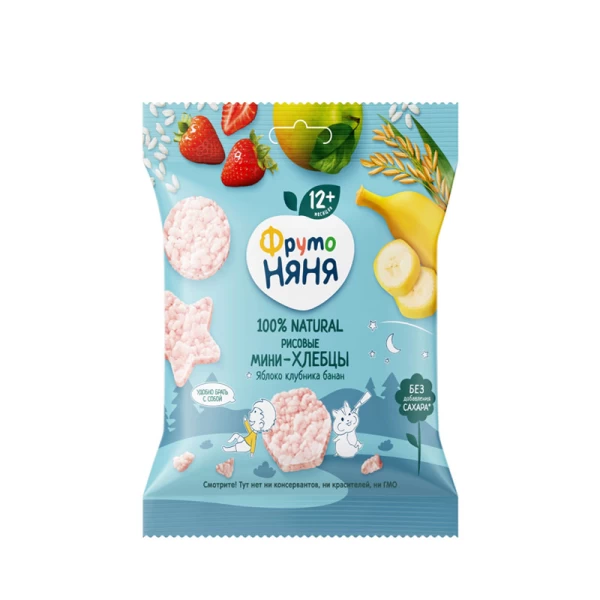 ФрутоНяня Хлебцы мини рис, яблоки, клубника, банан 30 г - image 1