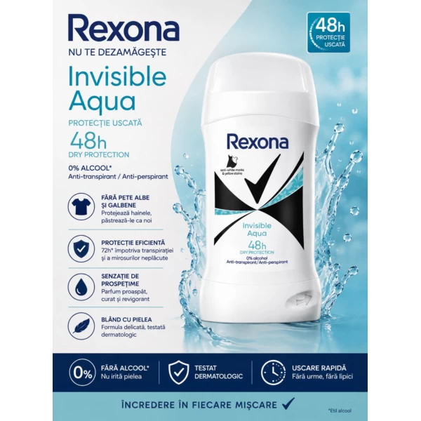 Rexona Deodorant stick 50ml Invisible Aqua - image 2