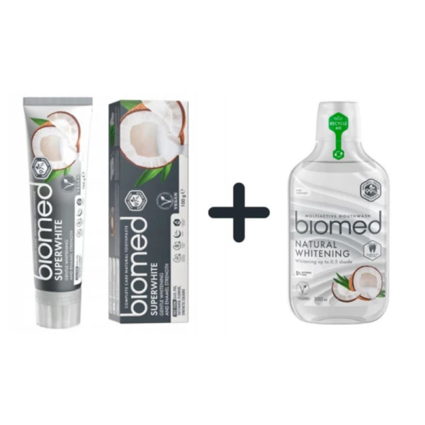 BioMed Whitening 500ml + BioMed Super White Pasta de dinti 100 ml - image 1
