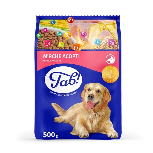 Gav! Hrana pentru caini (cu carne) 500g - image 1