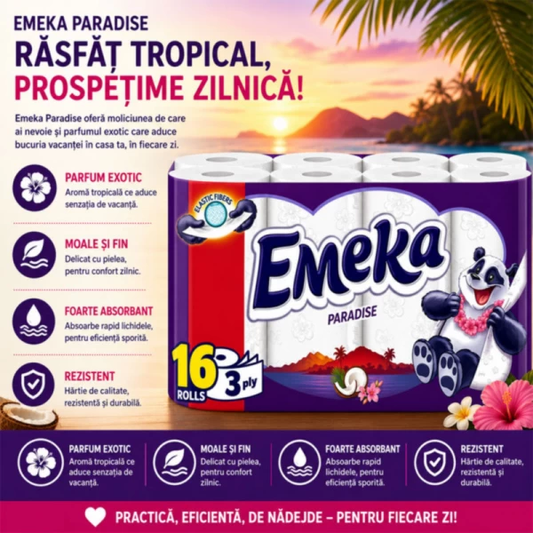 Emeka Hartie igienica, 3 straturi, 16 role Paradise - image 2