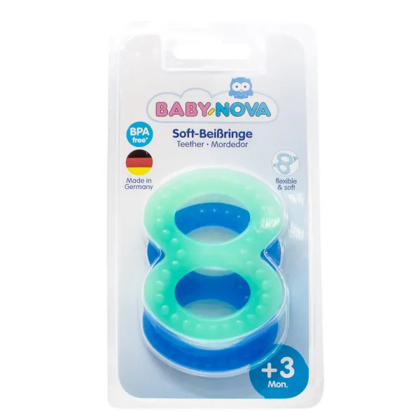 Зубное кольцо BABY NOVA (Беби нова) твердое рельефное цвет в ассортименте 2 шт - image 1